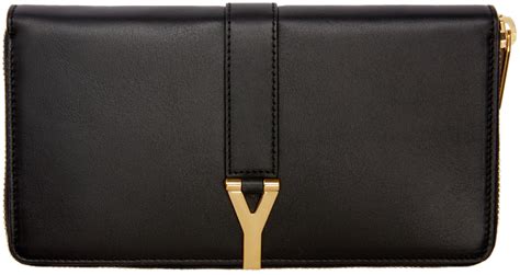 Saint Laurent: Black Leather Y Line Wallet 